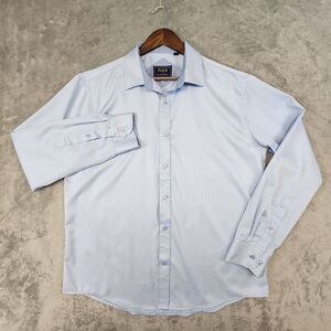 Flex Luxury Collection Dress Shirt Mens L Light Blue Soft Button Flip Cuff Italy